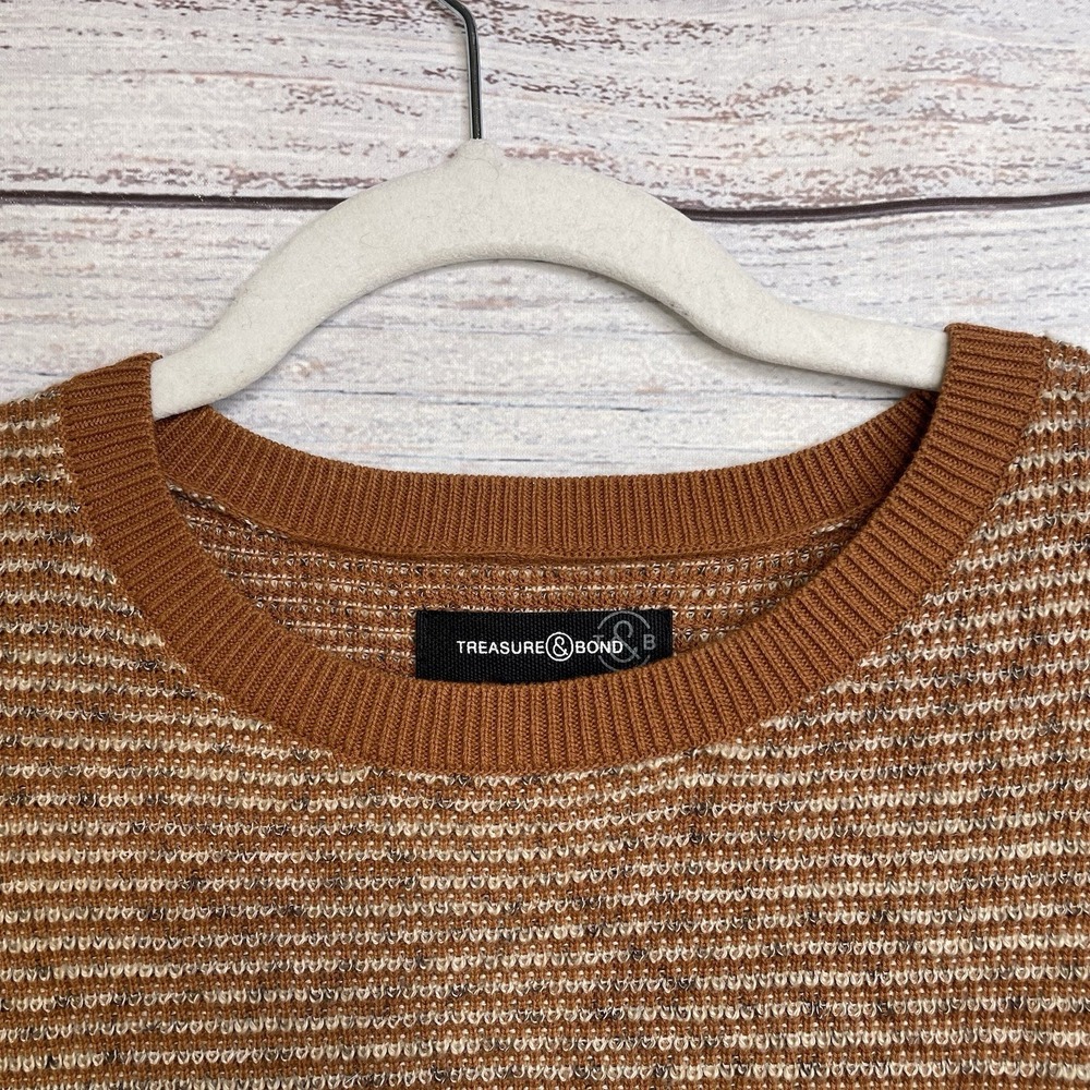 Treasure & Bond Nordstrom Size L Brown Mens Soft Crew Neck Sweater - Picture 5 of 15